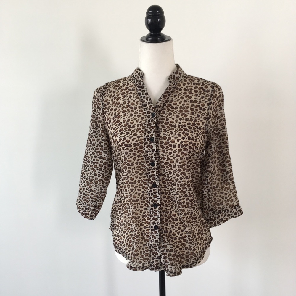 Leopard Print Button Down Blouse - image 2